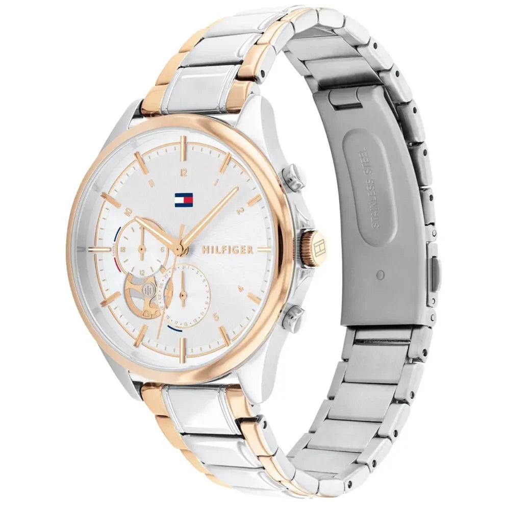 Tommy Hilfiger Quinn 1782415 Two-Tone Silver & Rose Gold Semi-Skeleton Women's Watch