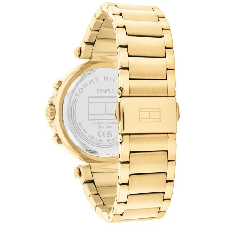 Tommy Hilfiger Emily 1782703 Gold Case Silver Dial Crystal Bezel Women's Watch