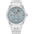 Tommy Hilfiger Monica 1782714 Silver Case Light Blue Skeleton Dial Women's Watch