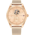 Tommy Hilfiger Monica 1782715 Rose Gold Semi-Skeleton Dial Fluted Bezel Women's Watch