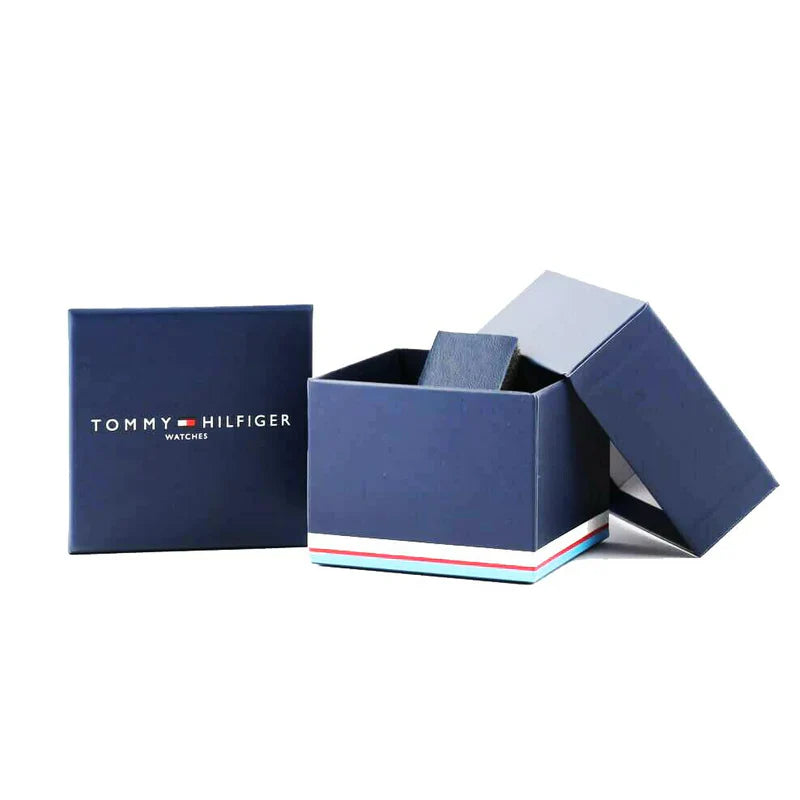 Tommy Hilfiger Decker 1791353 Gold Case White Dial Blue Silicone Men's Watch