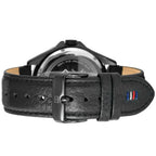 Tommy Hilfiger Erik 1791368 Black IP Case Blue Textured Dial Black Leather Men's Watch