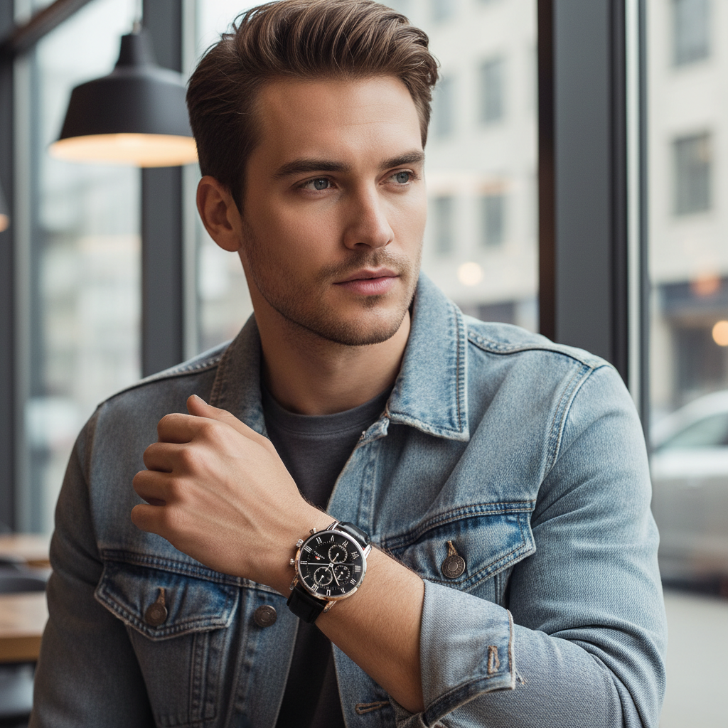 Tommy Hilfiger Kane 1791401 Multi-Function Black Dial Men's Black Leather Watch