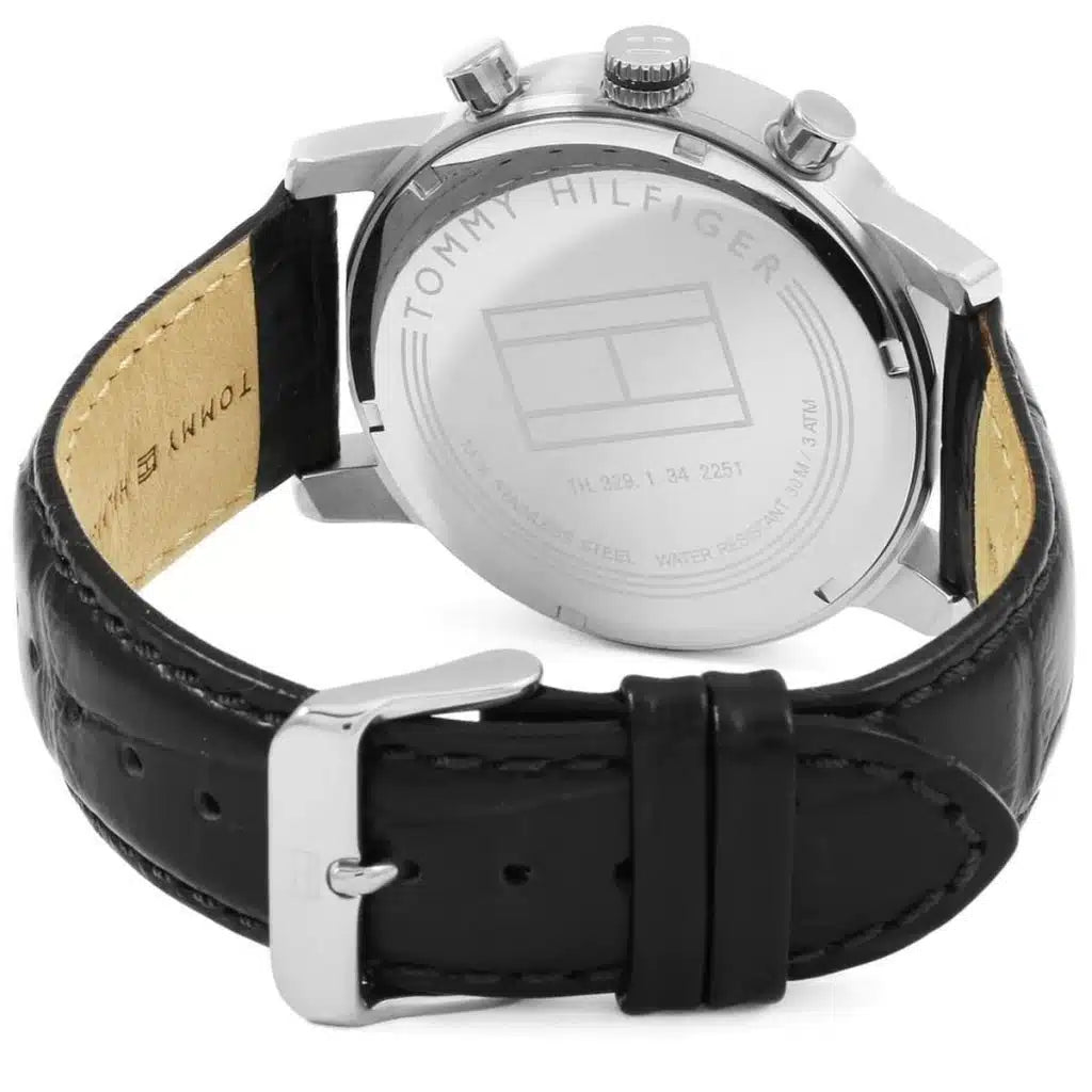 Tommy Hilfiger Kane 1791401 Multi-Function Black Dial Men's Black Leather Watch