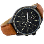 Tommy Hilfiger Gavin 1791470 Black Case Black Dial Light Brown Leather Men's Watch