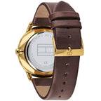 Tommy Hilfiger Hunter 1791607 Gold Case Green Textured Dial Brown Leather Men's Watch