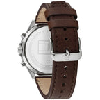 Tommy Hilfiger West 1791712 Silver Case Blue Dial Brown Leather Men's Watch