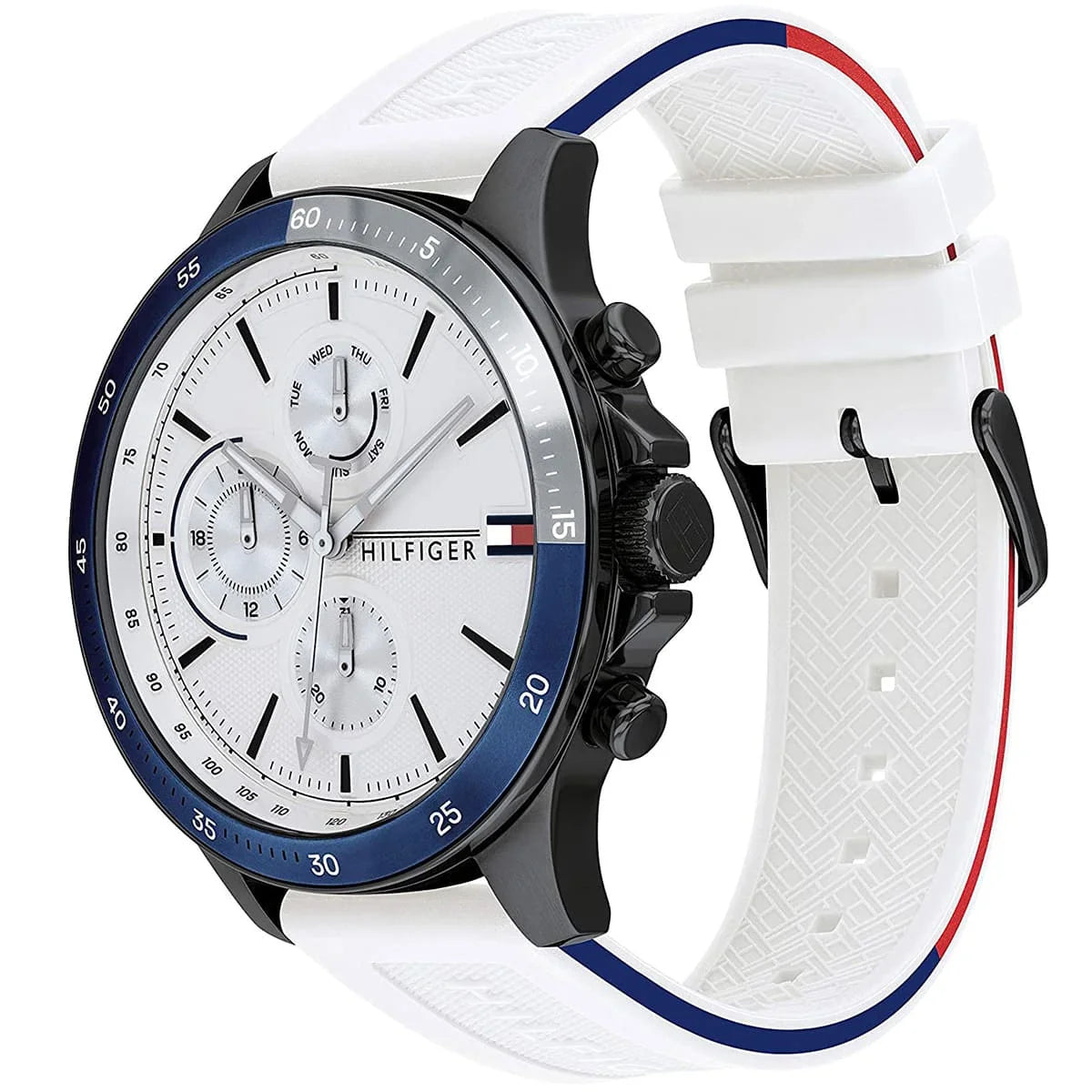 Tommy Hilfiger Bank 1791723 Men's Black Case White Dial Rubber Watch