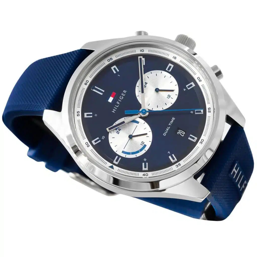Tommy Hilfiger Bennett 1791781 Silver Case Blue Dial Blue Silicone Men's Watch