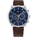 Tommy Hilfiger Jameson 1791797 Silver Case Blue Dial Brown Leather Men's Watch
