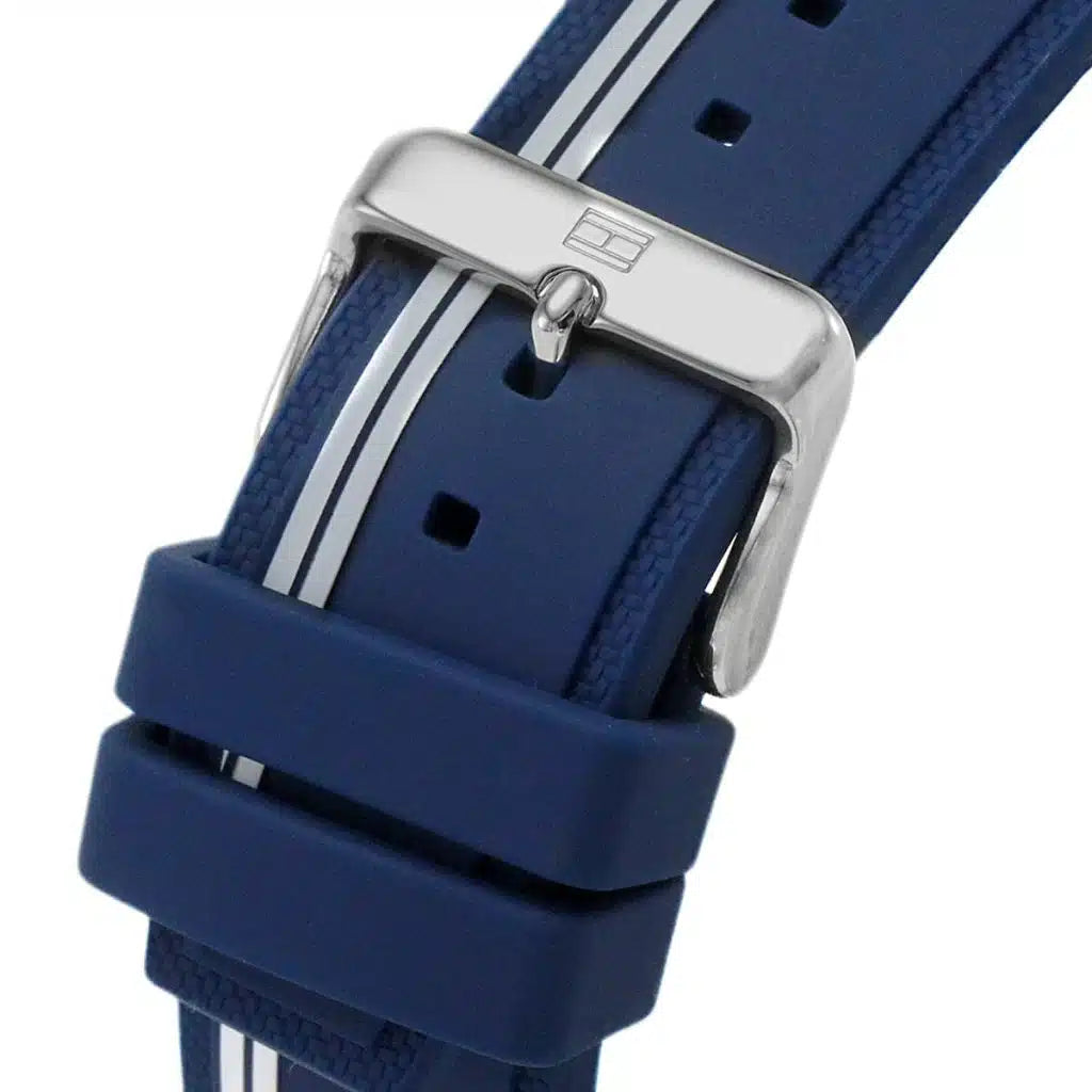 Tommy Hilfiger Aiden 1791859 Silver Case Blue Dial Blue Silicone Men's Watch