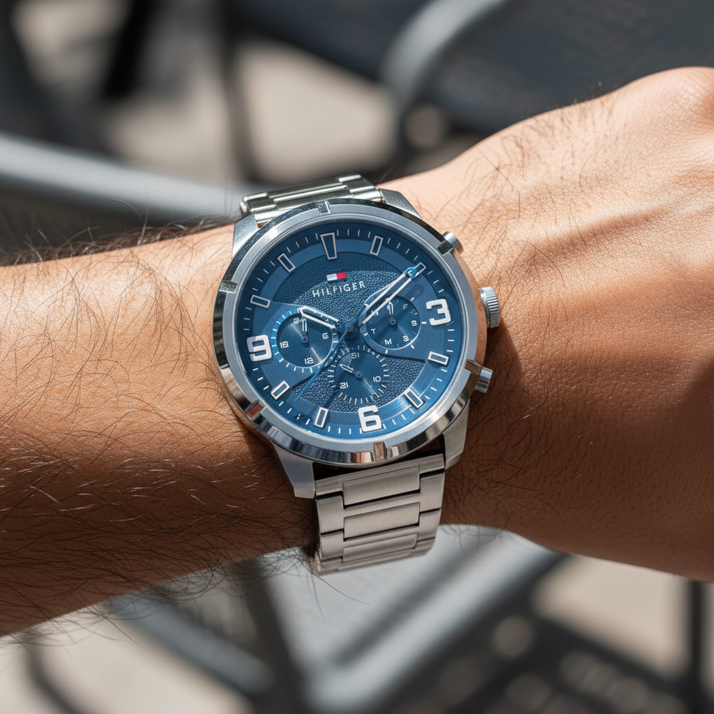 Tommy Hilfiger Wild 1792077 Silver Case Blue Textured Dial Steel Men's Watch (50mm)