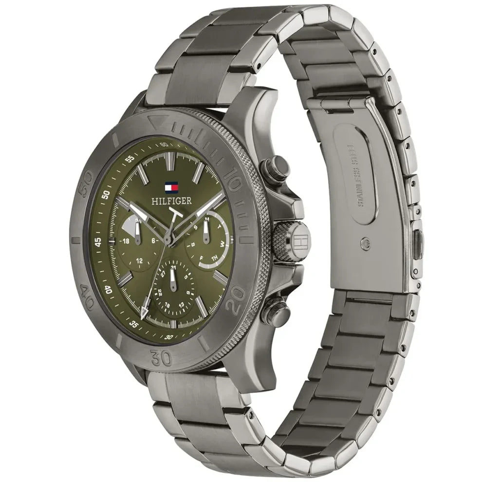 Tommy Hilfiger Bryan 1792115 Men's Gunmetal Case Green Dial Watch