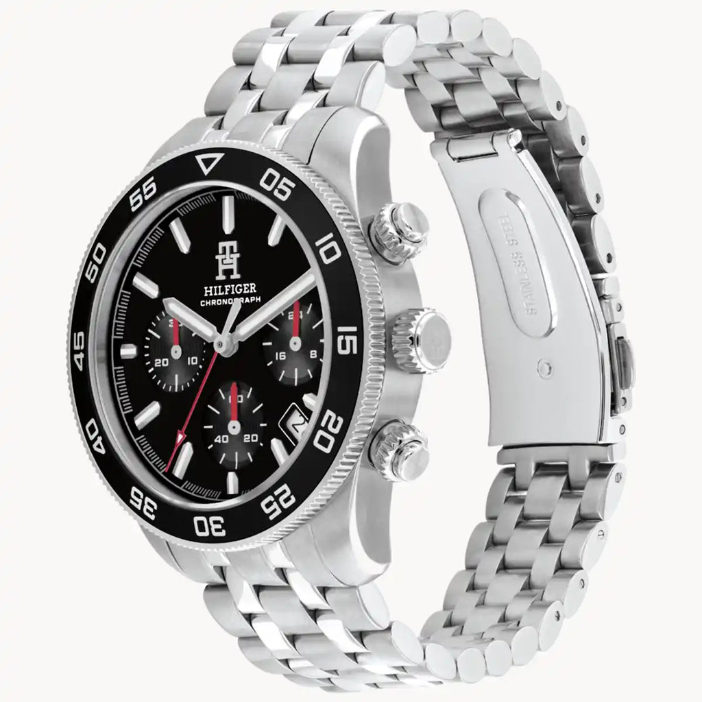 Tommy Hilfiger TH85 1792156 Men's Silver Case Black Dial Steel Watch