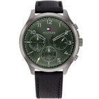 Original Tommy Hilfiger Men's Watch - Olive Green Dial & Black Leather (1791856)