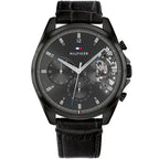 Original Tommy Hilfiger Baker Men's Watch - All Black Case & Leather Strap (1710452)
