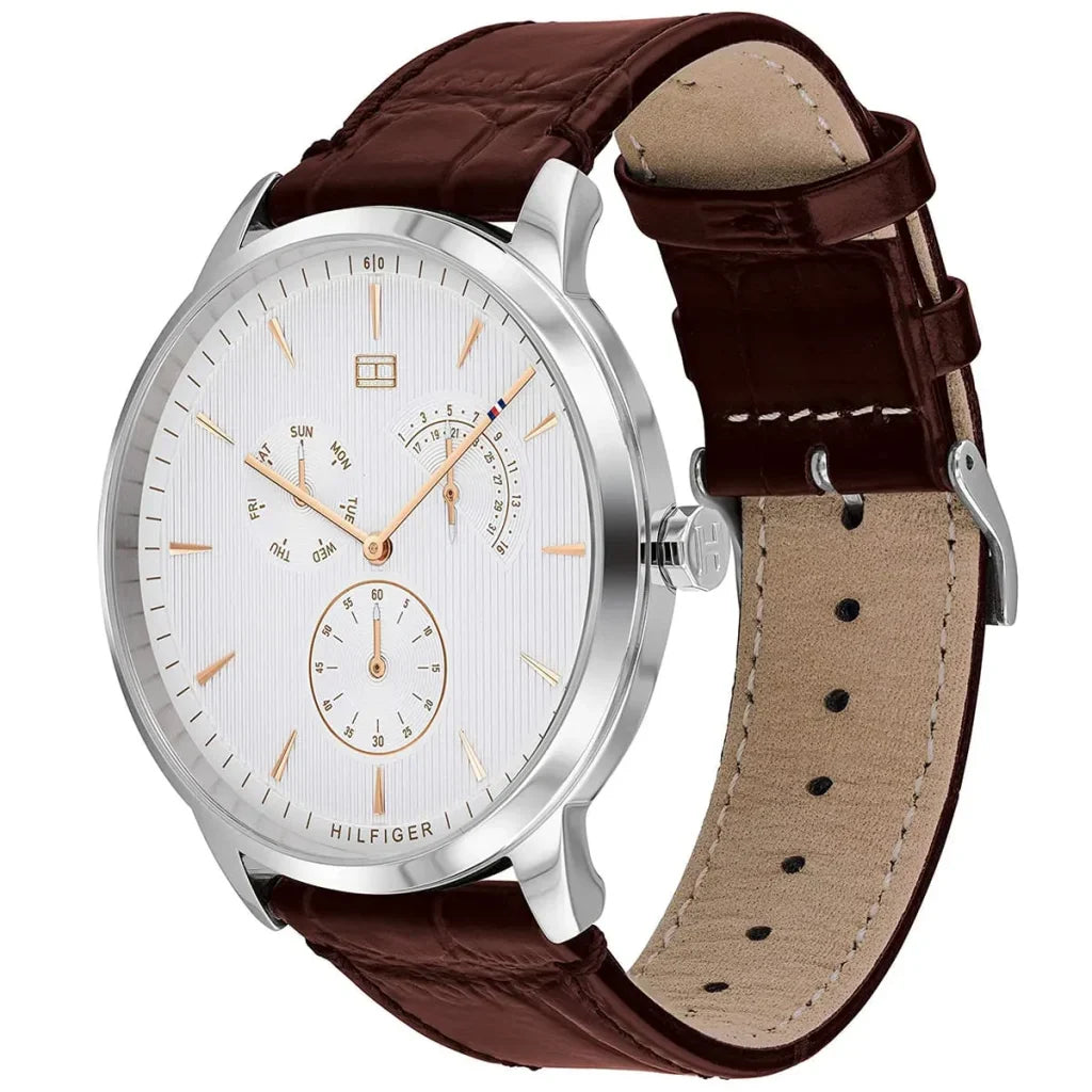 Original Tommy Hilfiger Men's Watch - Silver Case & Brown Leather (1710389)
