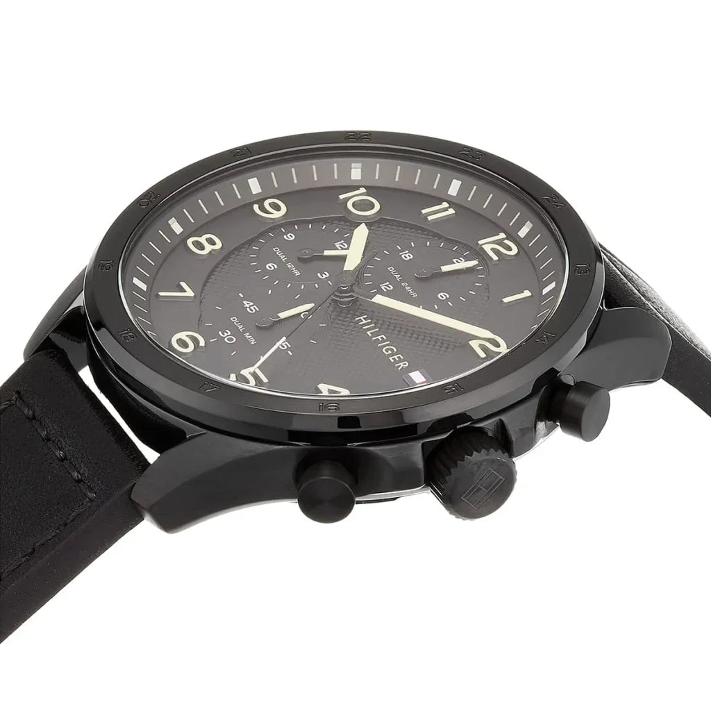 Original Tommy Hilfiger Carlyle Men's Watch - All Black Case & Leather Strap (1792004)