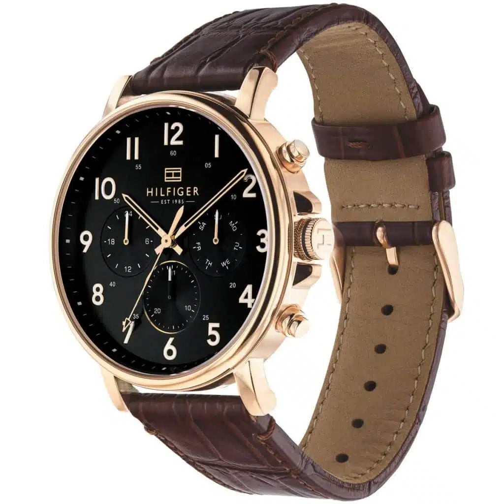 Original Tommy Hilfiger Daniel Men's Watch - Gold Case & Dark Brown Leather (1710379)