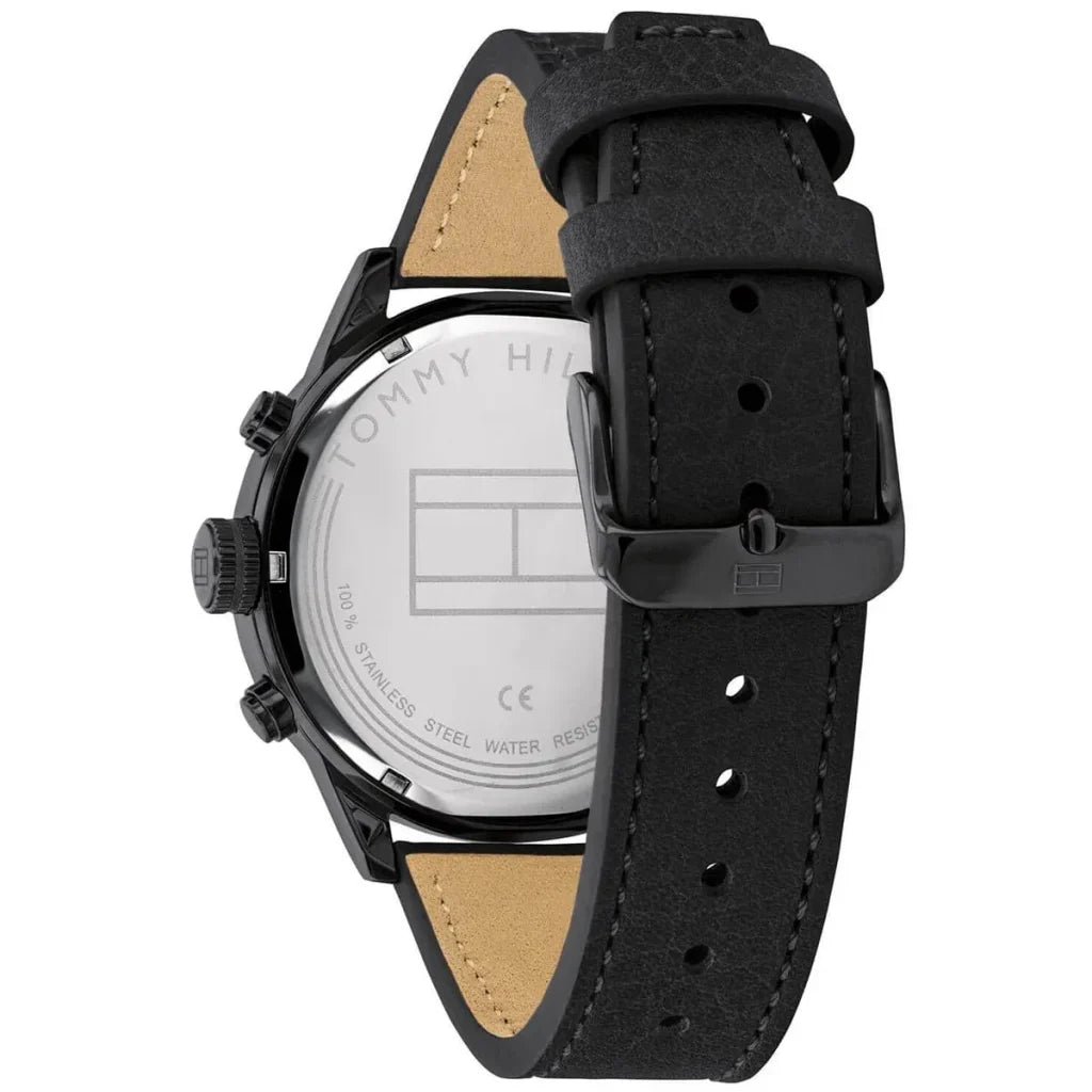 Original Tommy Hilfiger Icon Men's Watch - All Black Case & Leather Strap (1791595)