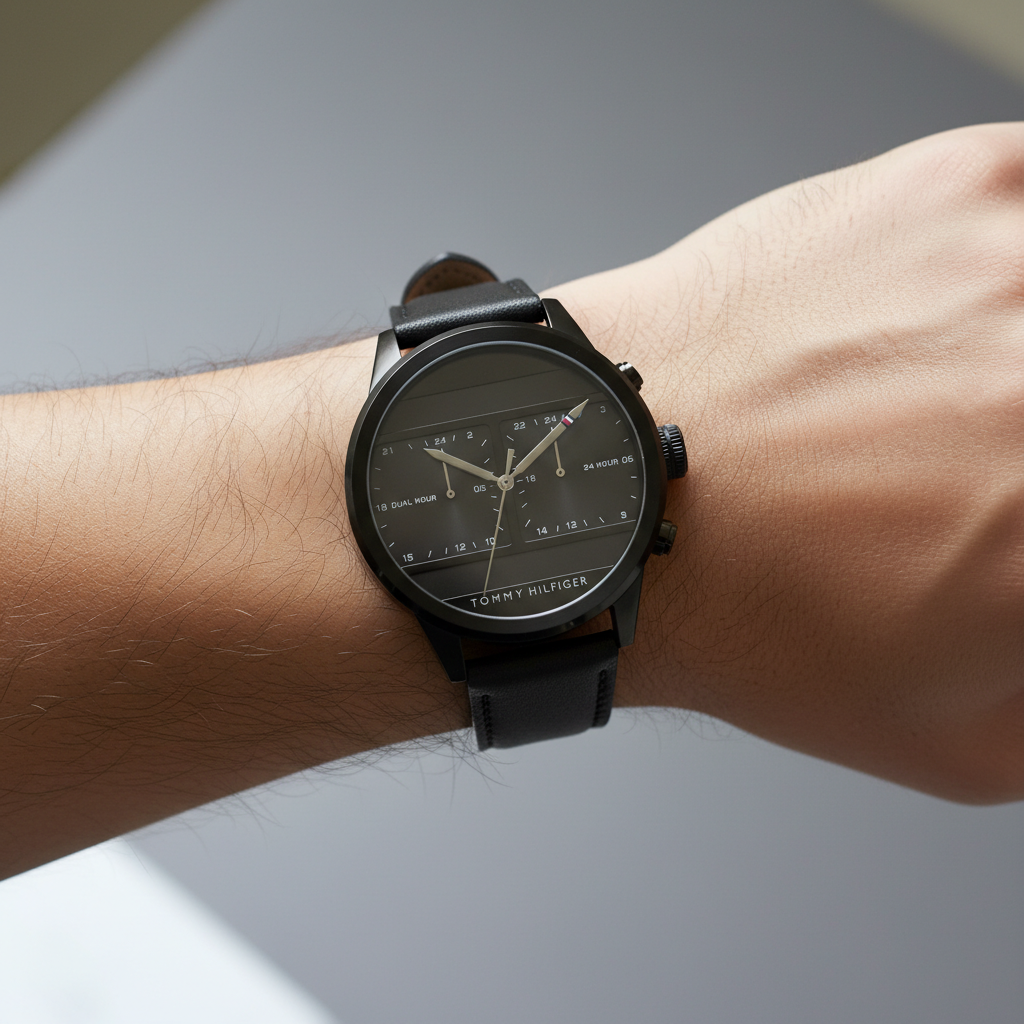 Original Tommy Hilfiger Icon Men's Watch - All Black Case & Leather Strap (1791595)