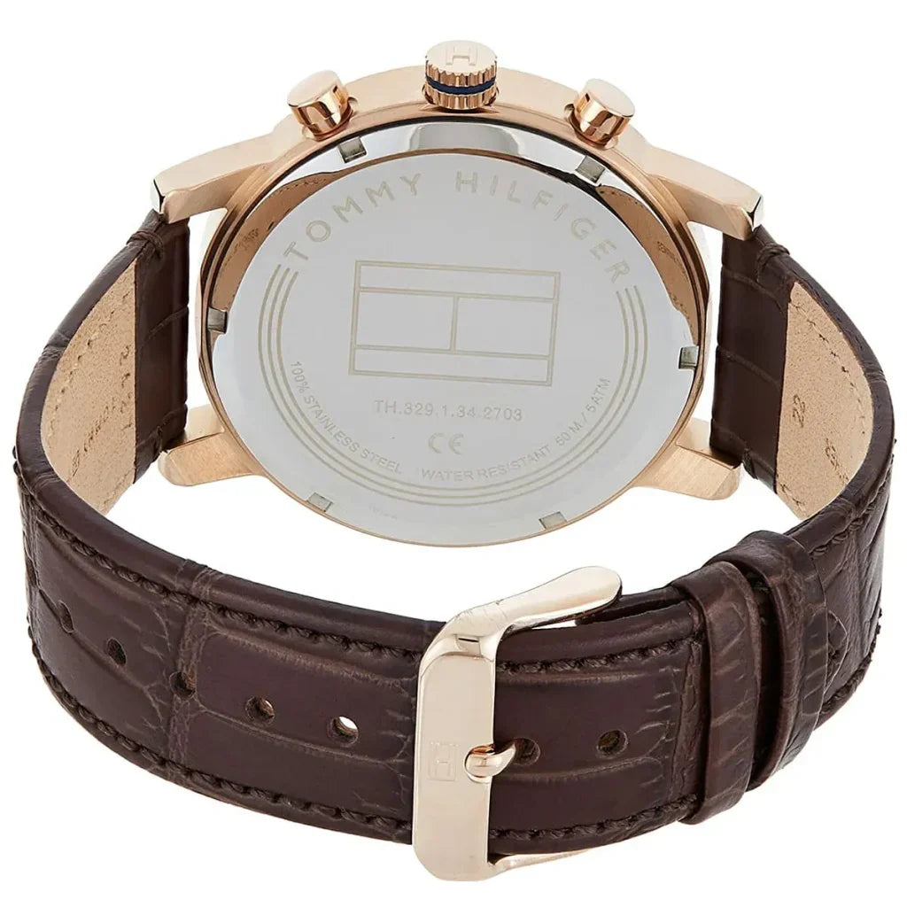 Original Tommy Hilfiger Kane Men's Watch - Rose Gold Case & Brown Leather (1710400)