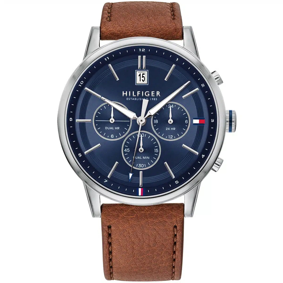 Original Tommy Hilfiger Men's Watch - Silver Case & Light Brown Leather (1791629)