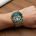 Original Tommy Hilfiger Legend Men's Watch - Silver Mesh Steel & Green Skeleton Dial (1710567)