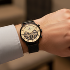 Original Tommy Hilfiger Legend Men's Watch - Black Mesh Steel & Beige Skeleton Dial (1710568)