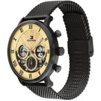 Original Tommy Hilfiger Legend Men's Watch - Black Mesh Steel & Beige Skeleton Dial (1710568)