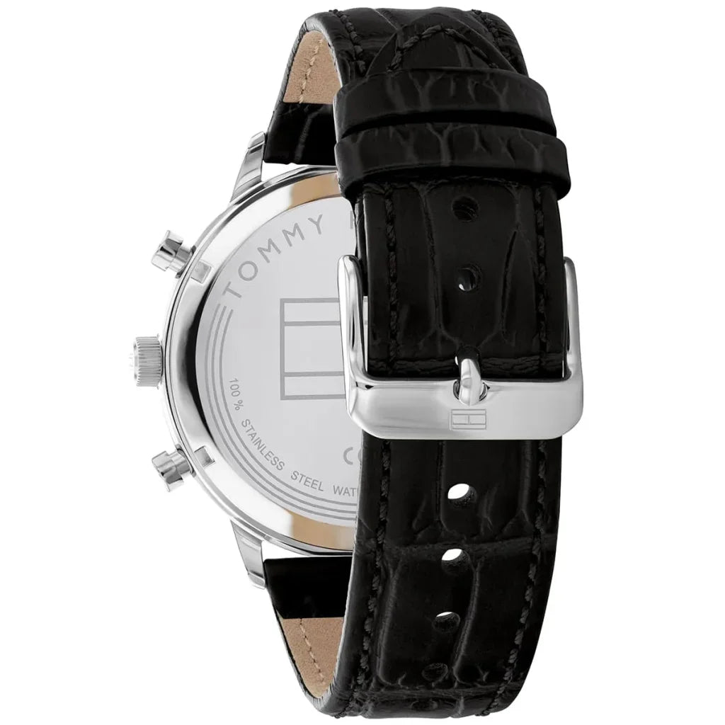 Original Tommy Hilfiger Men's Watch - Silver Case & Black Leather (1791985)