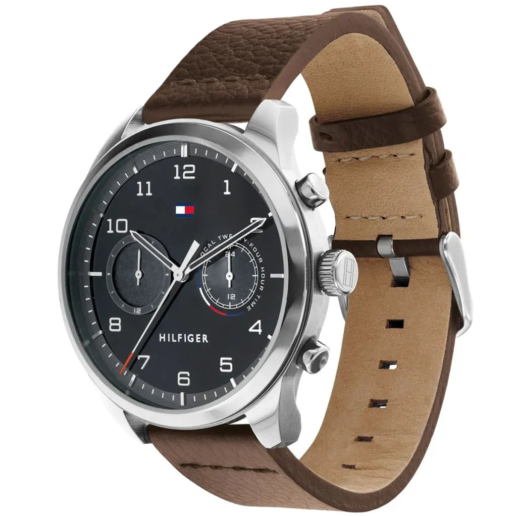 Original Tommy Hilfiger Men's Watch - Silver Case & Brown Leather (1791785)