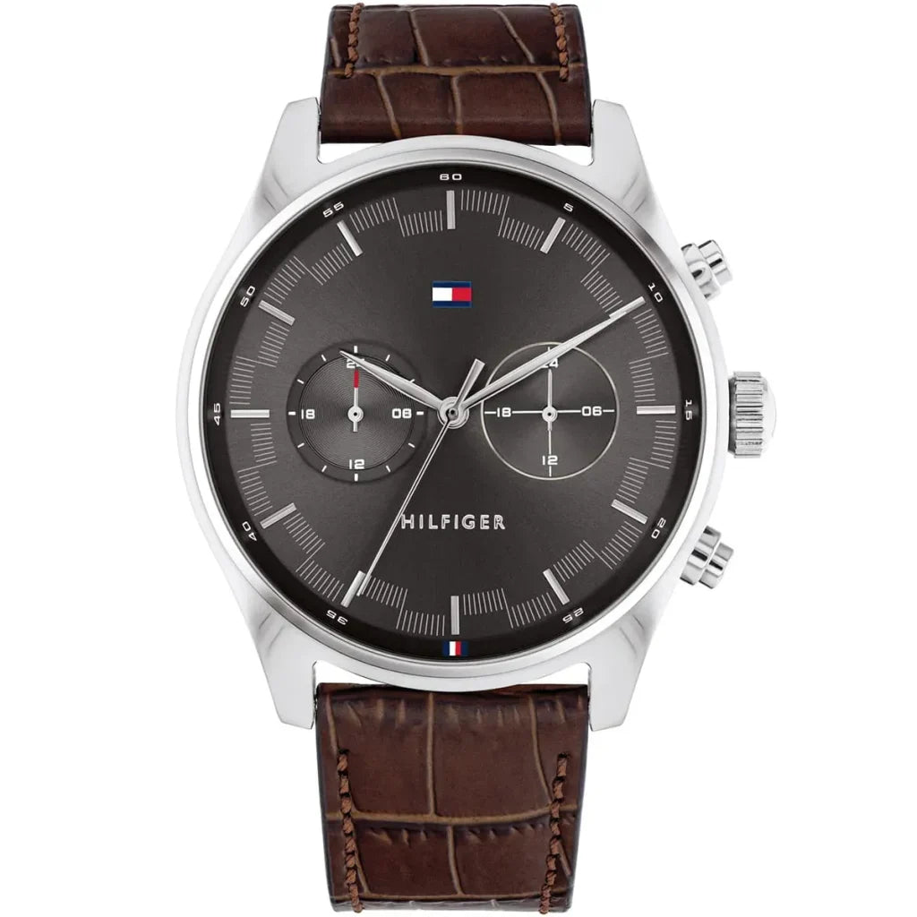 Original Tommy Hilfiger Men's Watch - Silver Case & Brown Leather (1710422)