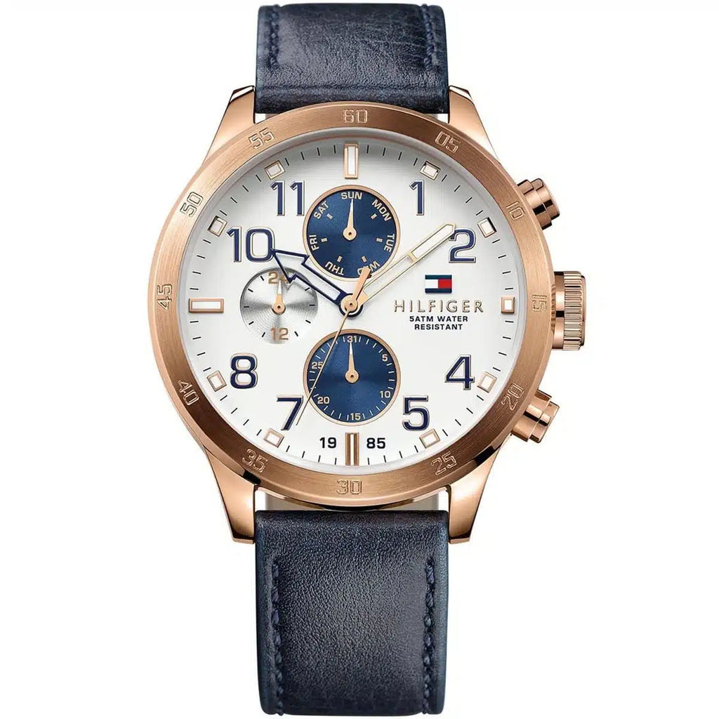 Original Tommy Hilfiger Men's Watch - Rose Gold Case & Navy Leather (1791139)