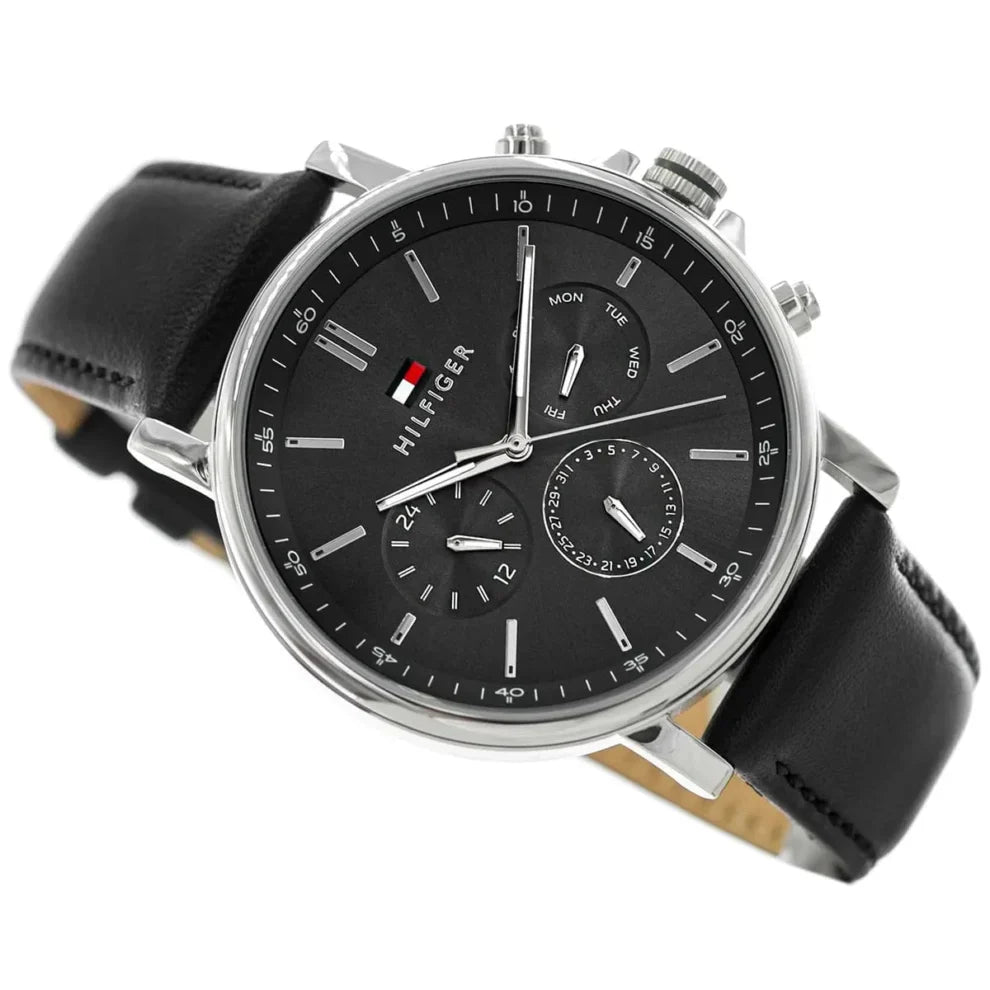 Original Tommy Hilfiger Tyson Men's Watch - Silver Case & Black Leather (1710586)