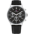 Original Tommy Hilfiger Tyson Men's Watch - Silver Case & Black Leather (1710586)