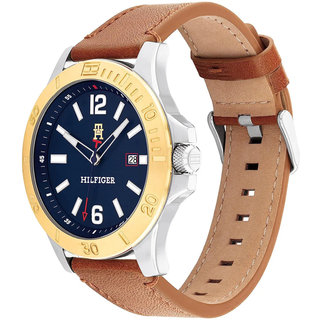Original Tommy Hilfiger West Men's Watch - Two-Tone Gold Case & Brown Leather (1710529)