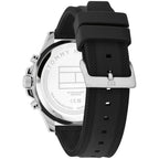 Tommy Hilfiger Bryan 1792111 Men's Silver Case Black Dial Rubber Watch