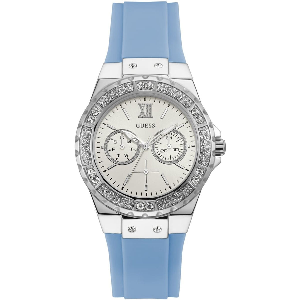 Guess Limelight W1053L5 Multi-Function White Dial Women's Blue Rubber Watch