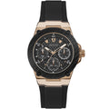 Guess Zena Multi-Function W1094L6 Rose Gold Case Black Dial Black Rubber Women's Watch