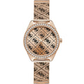 Guess Claudia W1279L3 Rose Gold Case Crystal Bezel 4G Logo Rose Gold Mesh Women's Watch